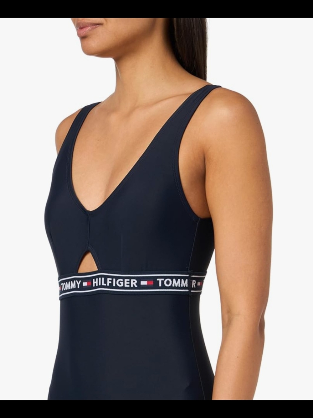 4th Of July Tommy Hilfiger Navy One-Piece with Branded Elastic Band Front Cutout - Picture 3 of 7